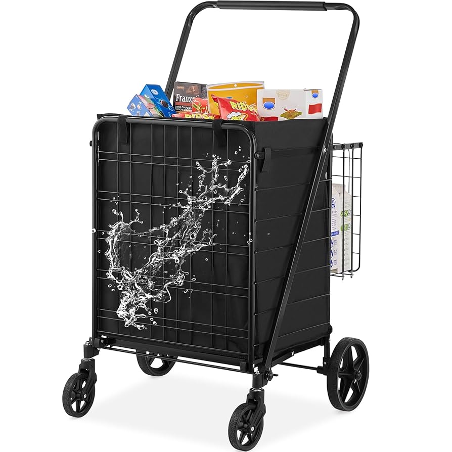 minale1037【Shoppingcart】Dr. VEVOR Folding Shopping Cart with Removable Waterproof Liner