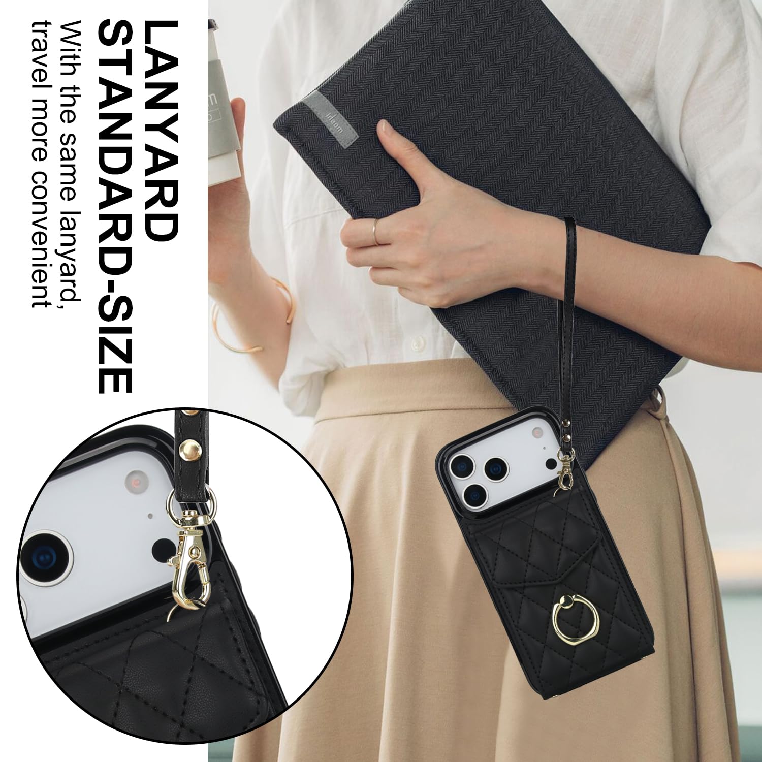 Funda tipo cartera para teléfono 18 Pro Max con tarjetero, soporte