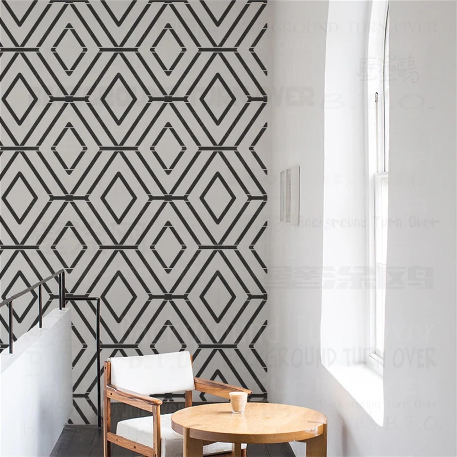 Stencils muraux pour peinture Pochoir 40 cm 60 for décoration murale, grande peinture, sur niche, modèle de serrure, carrelage, maison, fleur, damassé(M 40cmX40cm - A)