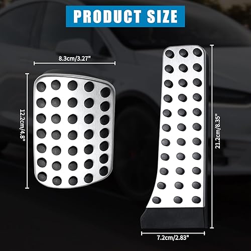 Miniatura 3 de Cubierta de pedal de freno y gasolina acero inoxidable cepillado con almohadillas antideslizantes de goma compatibles con Mercedes-Benz