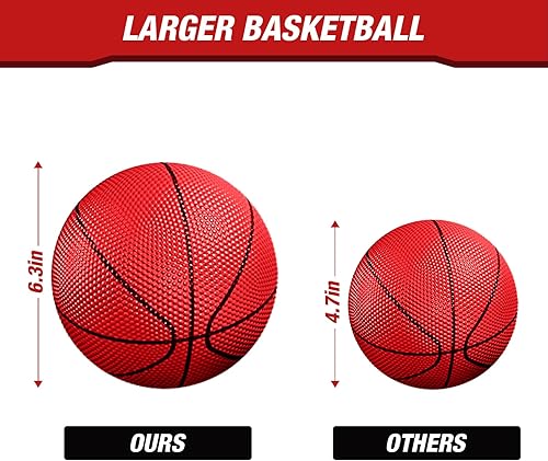 Miniatura 5 de Juego de baloncesto para 2 jugadores, doble tiro sobre la puerta, mini aro de baloncesto para interiores con marcador y LED, juguete de baloncesto