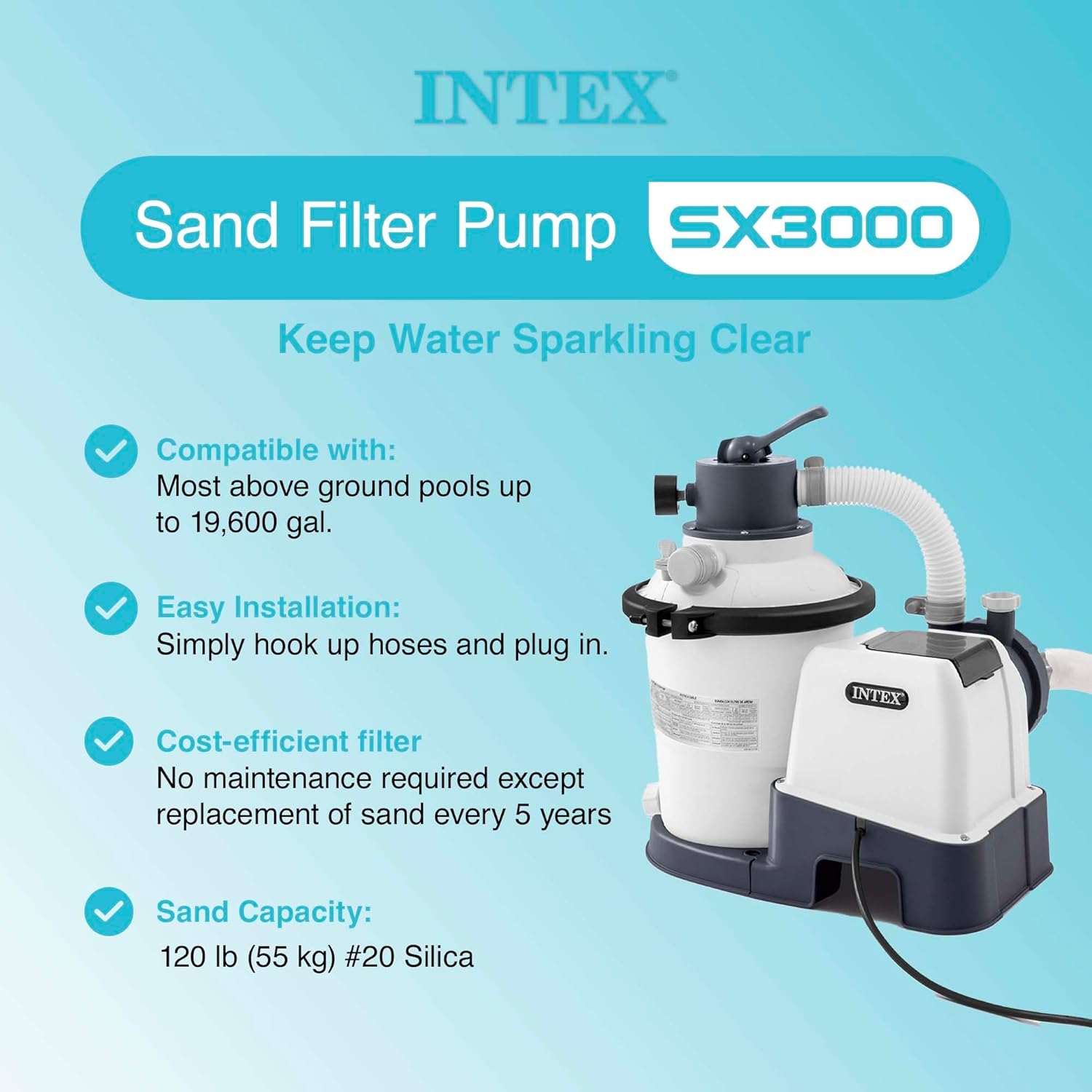 Intex 3000 GPH Sand Filter Pump with Timer and Uruguay Ubuy