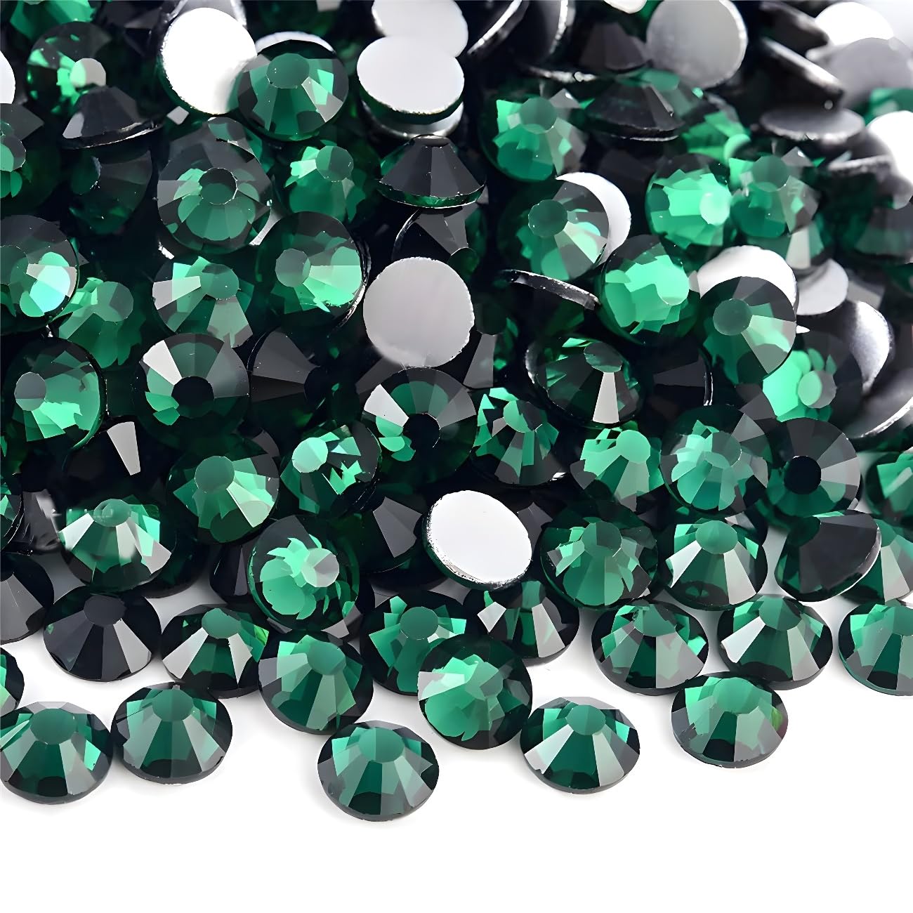 Flatback Rhinestones Round Gems for Nail Art - Dark Green