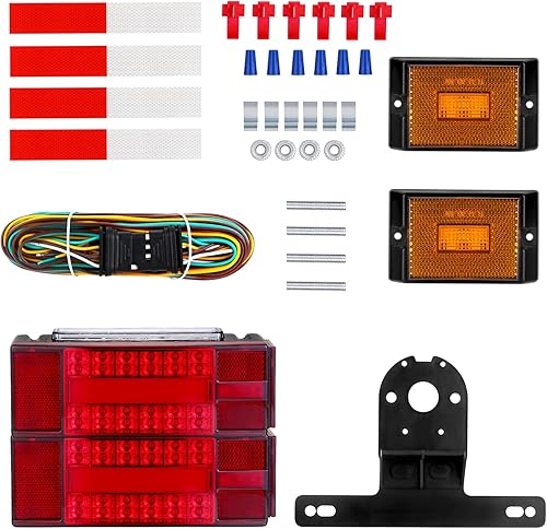 Miniatura 7 de Luces de remolque de barco, 2 luces sumergibles para remolque con arnés de cableado, 2 luces LED ámbar para cámper, camión, caravana, barco, moto de