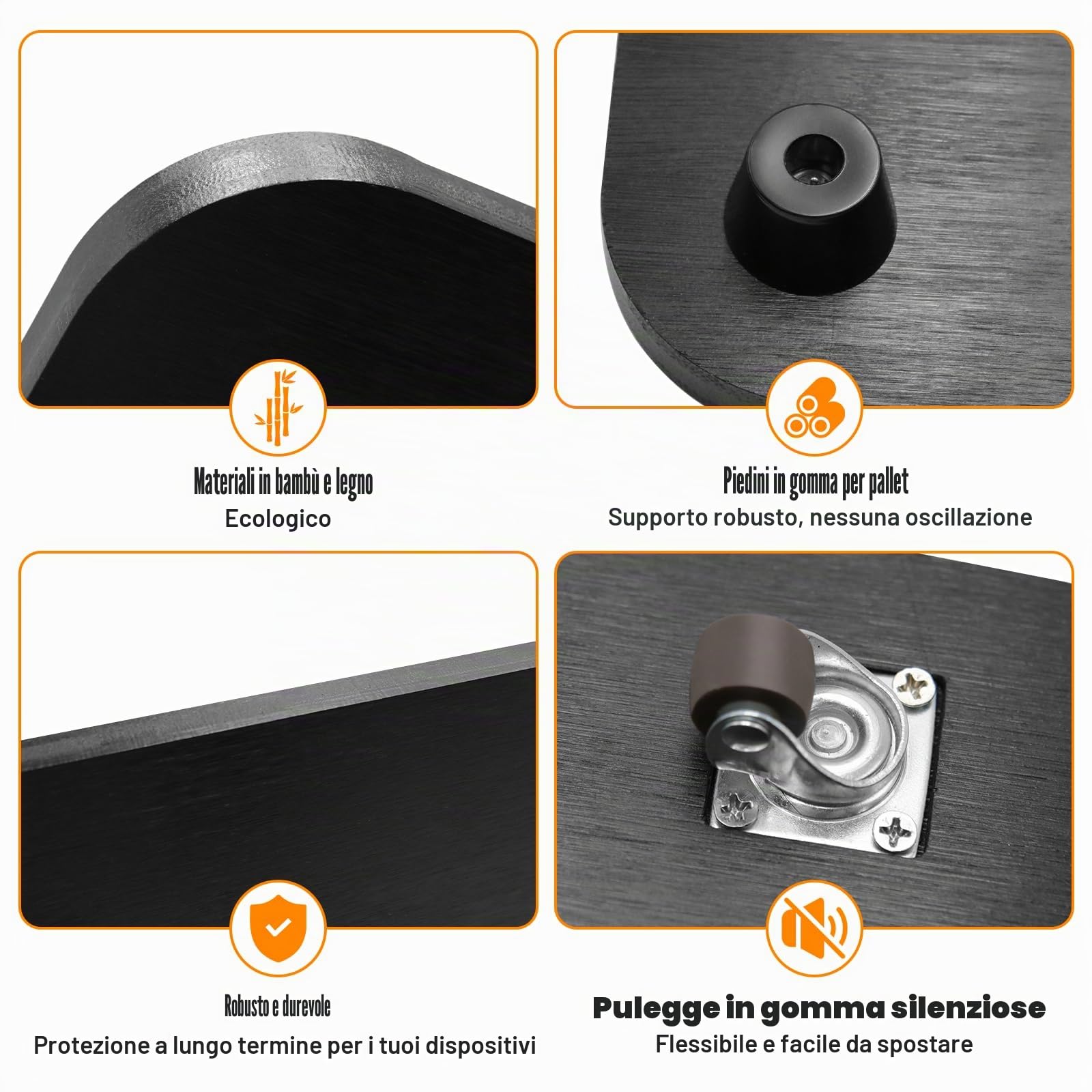 Tavola scorrevole in legno per Bimby TM7, con ruote a 360° e tappo, spostamento senza sforzo del robot da cucina, piedini in gomma antiscivolo per supporto sicuro, accessori TM7 di alta qualità