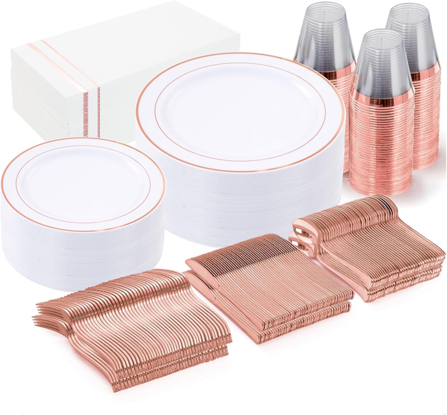 Gold Plastic Plates Dinnerware Set - 350PCS -21