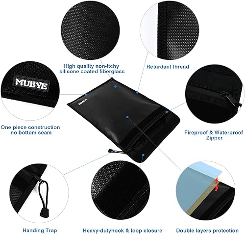 Miniatura 5 de Bolsa impermeable ignífuga para documentos de dinero, bolsas con cremallera de 15 x 11 pulgadas con tira reflectante, bolsa organizadora de