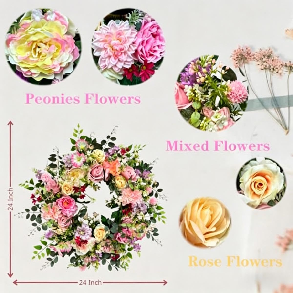 Künstlicher Türkranz, hängender Blumenkranz für Hochzeiten