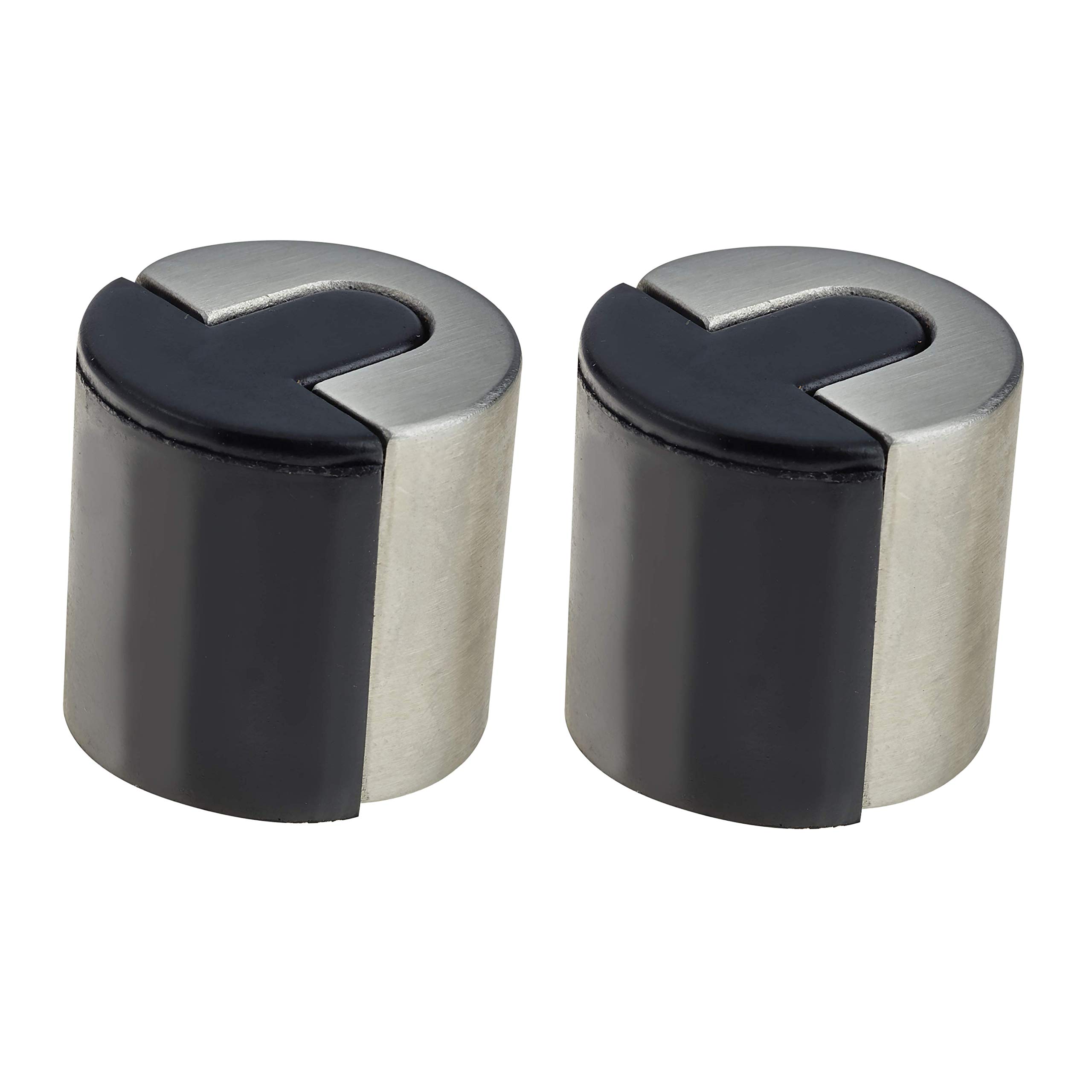 Eai Door Stop Floor Mounted Concealed Fixing Cylinder Pattern Satin Stainless Door Stop 40Mm Diameter Pack Of 2