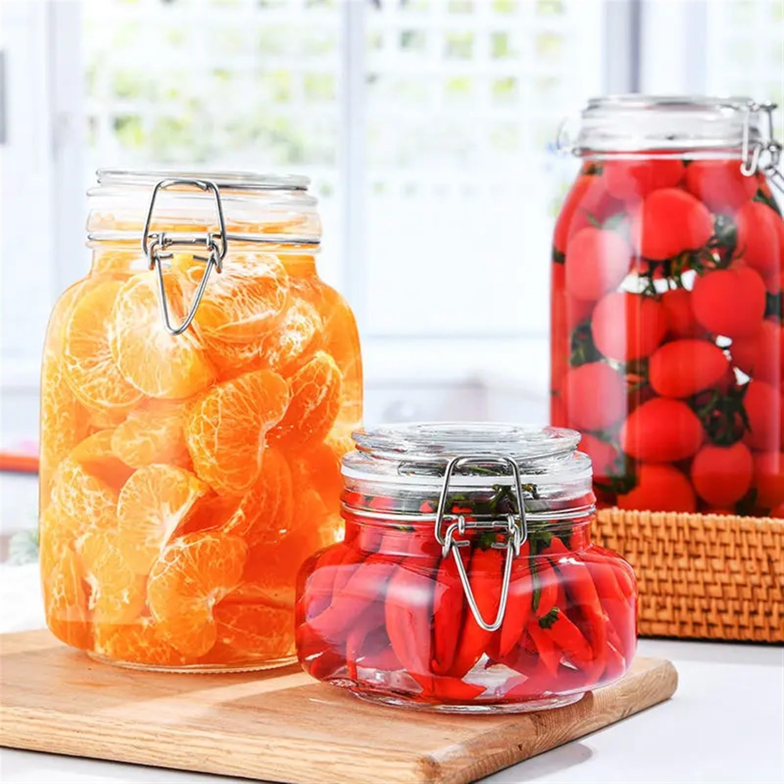 Marmeladengläser Glasflasche versiegelt Glas for Küche Lebensmittel Pickle Obst Konserven transparent Big Mouth Marmelade Flasche Vorratsglas Haushalt Einmachgläser(Square bottle-07)