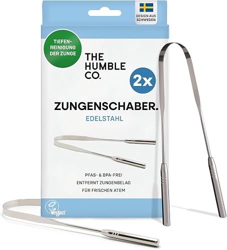 The Humble Co. Zungenschaber Edelstahl, Tongue Scraper aus 100% Edelstahl