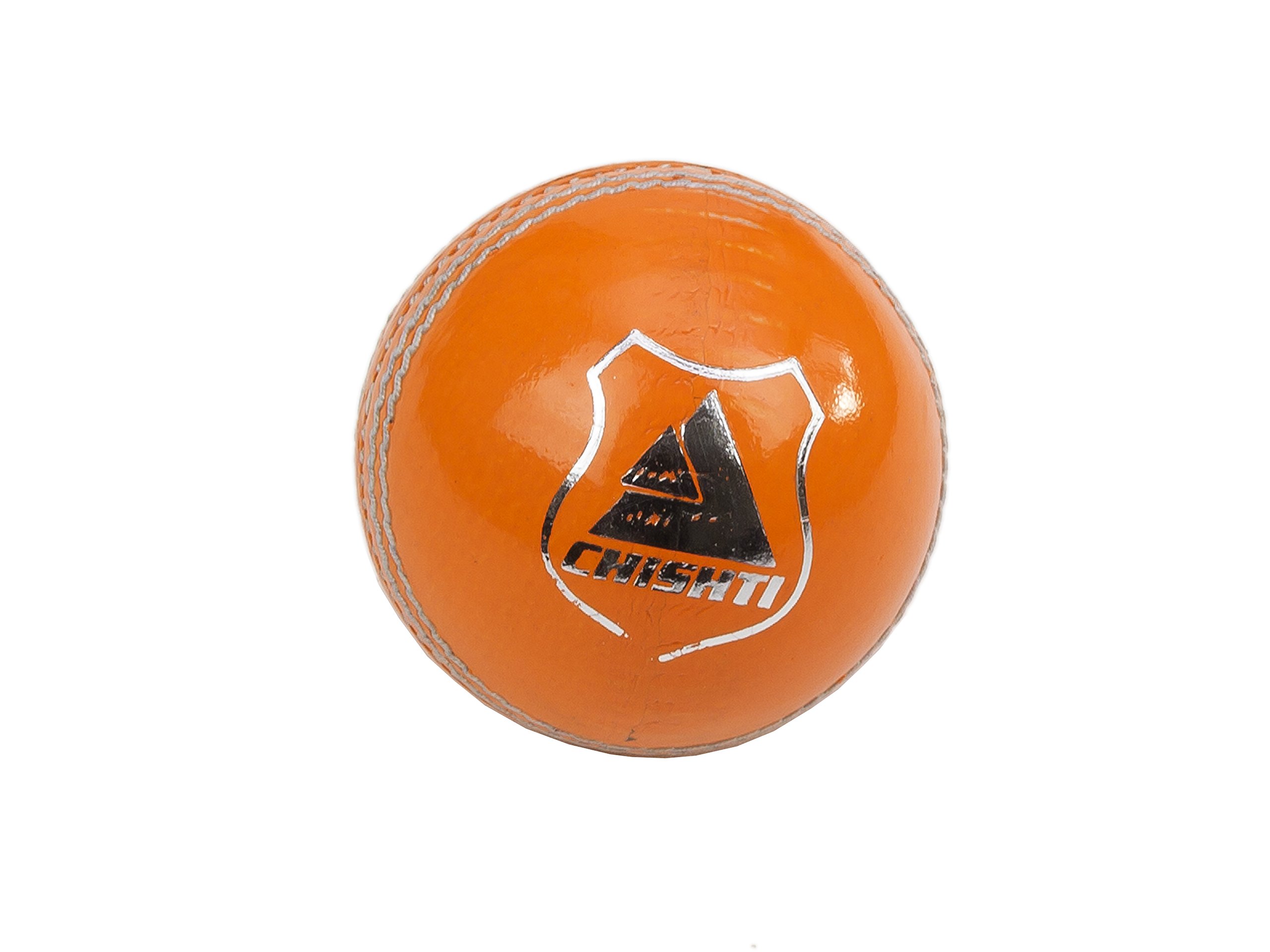Chishti Cricket-Bälle, Leder, handgenäht, für Senioren, hochwertig, Gewicht 155 g, Orange, 6 Stück
