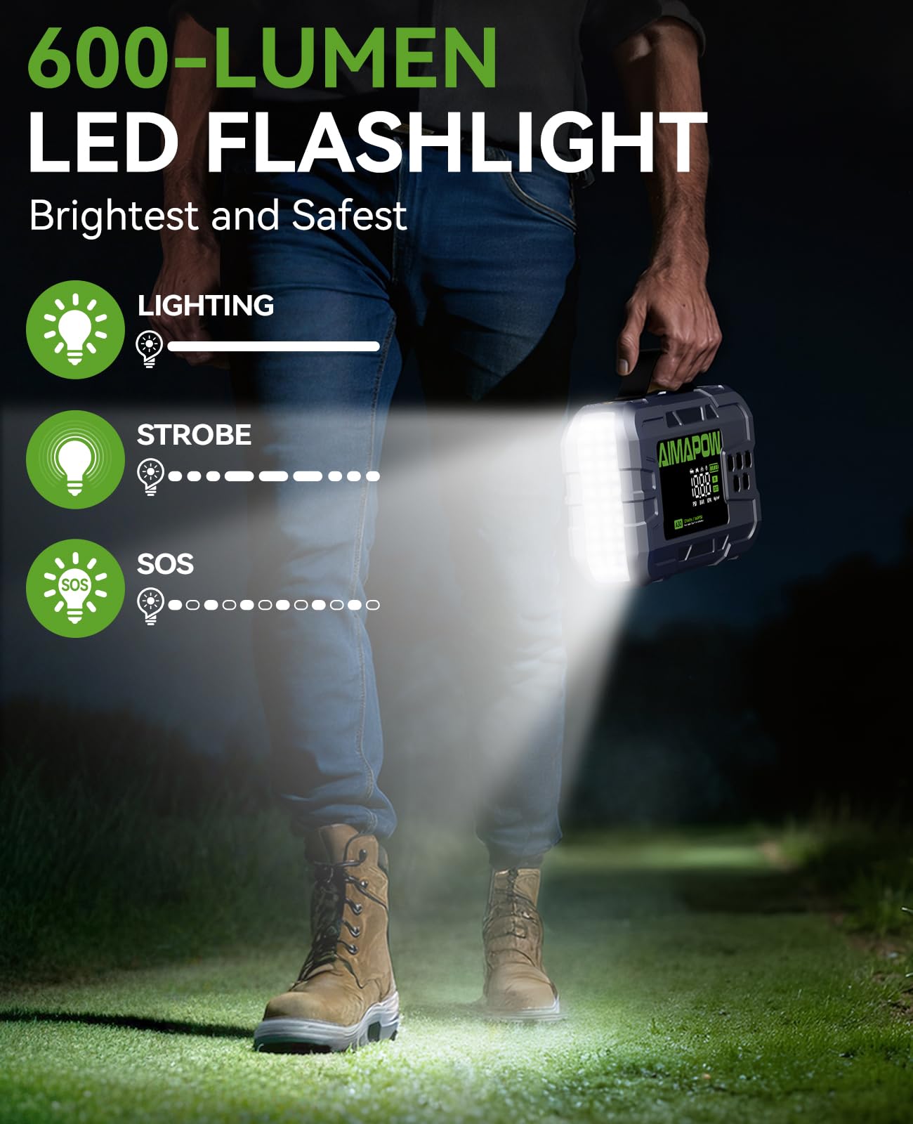 Arrancador de batería de coche con compresor de aire, 8000 A, 160 PSI | Todos los gases/12L Diesel, 12V portátil, carga rápida, luz LED de 270°