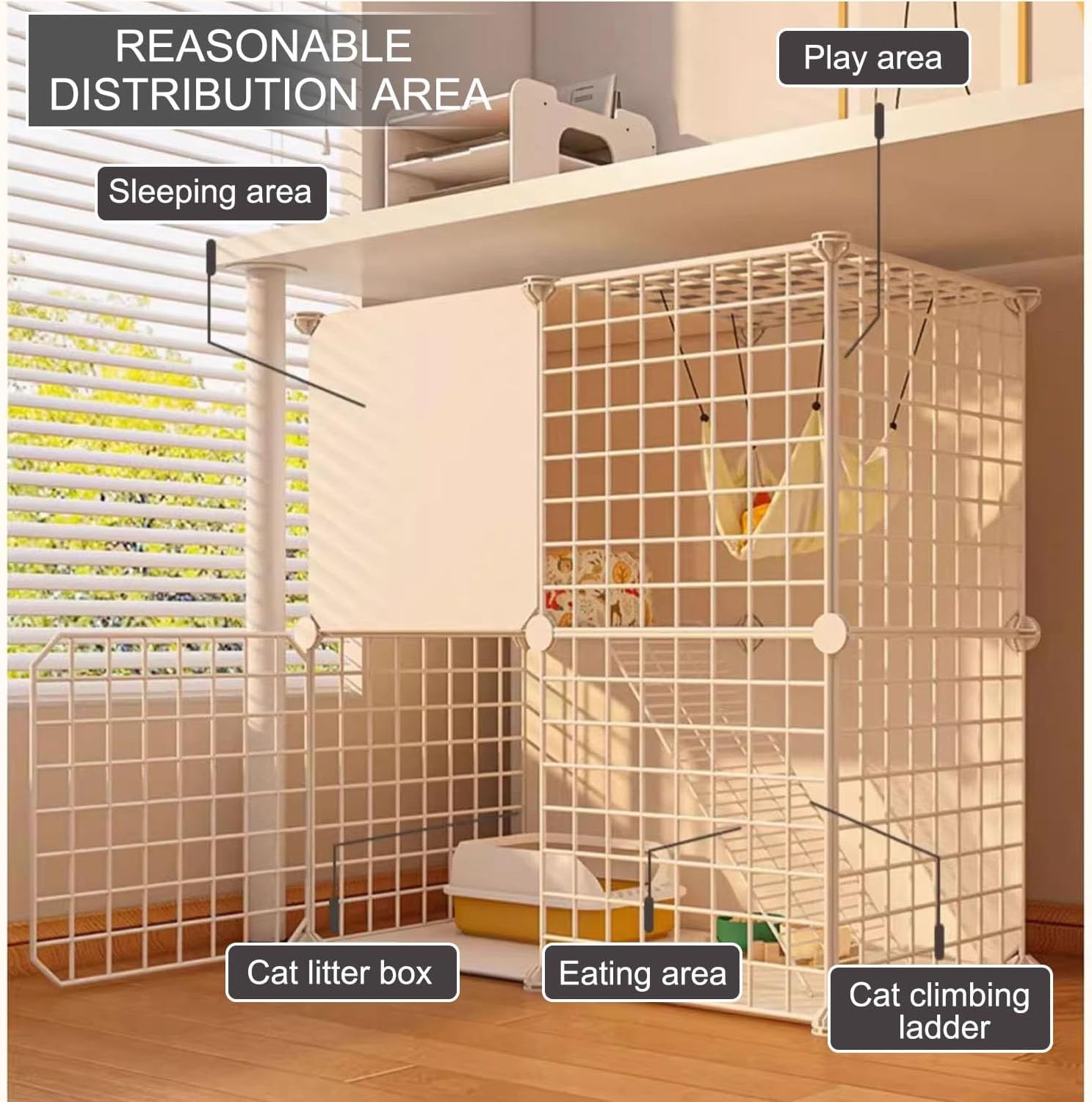 Indoor Cat Playpen with Wheels, Semi-Enclosed Cat Cabinet, Easy to Move & Clean, Sturdy & Safe DIY Cat Cage (Color: Package 4, Size: C-75x39x74cm)