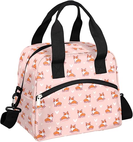 Bonita bolsa de almuerzo aislada para mujeres, adolescentes, niñas, adultos, kawaii, cachorros, grande, térmica, duradera, a prueba de fugas, con