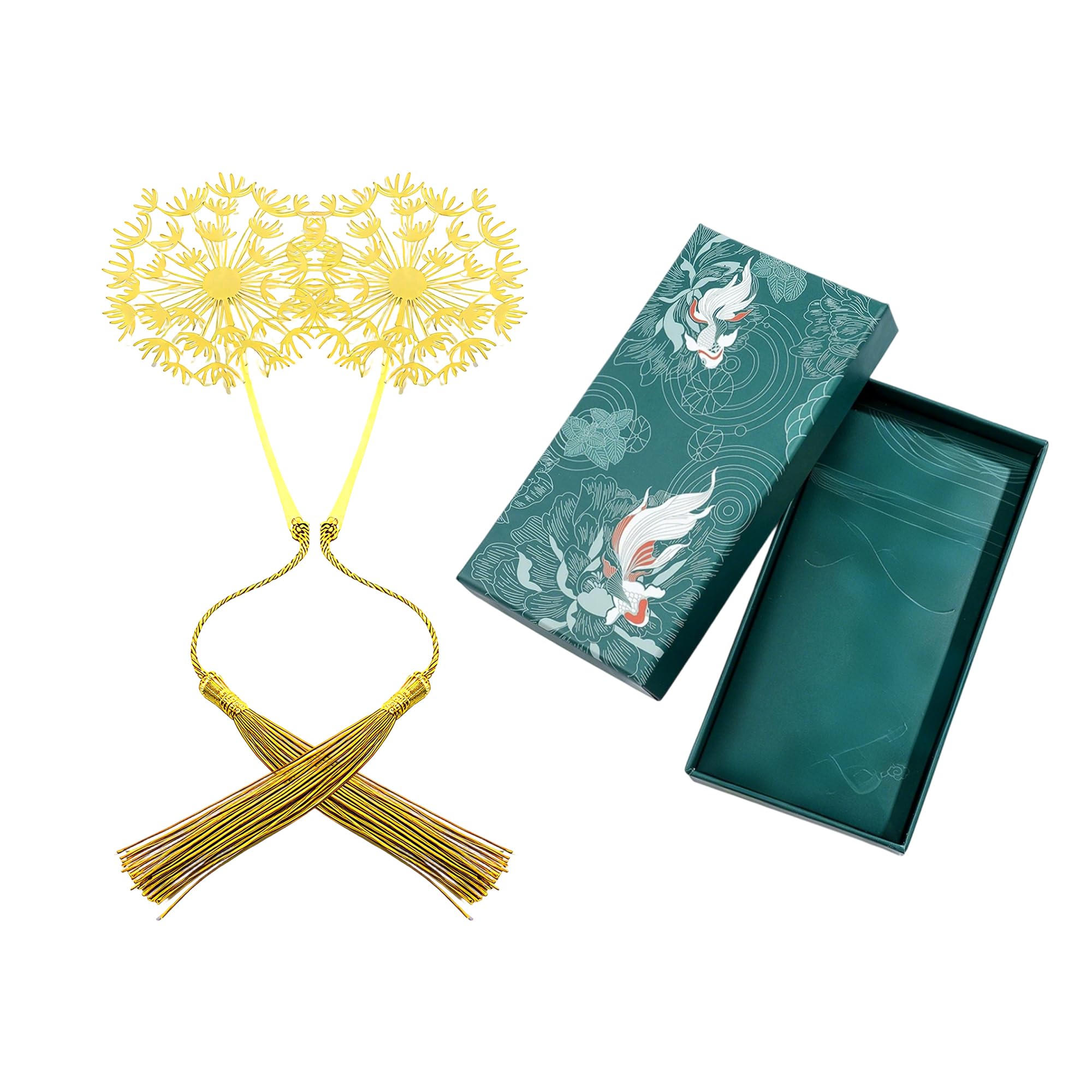 2Pcs Dandelion Hollow Metal Bookmark with Tassel for Reading Lovers
