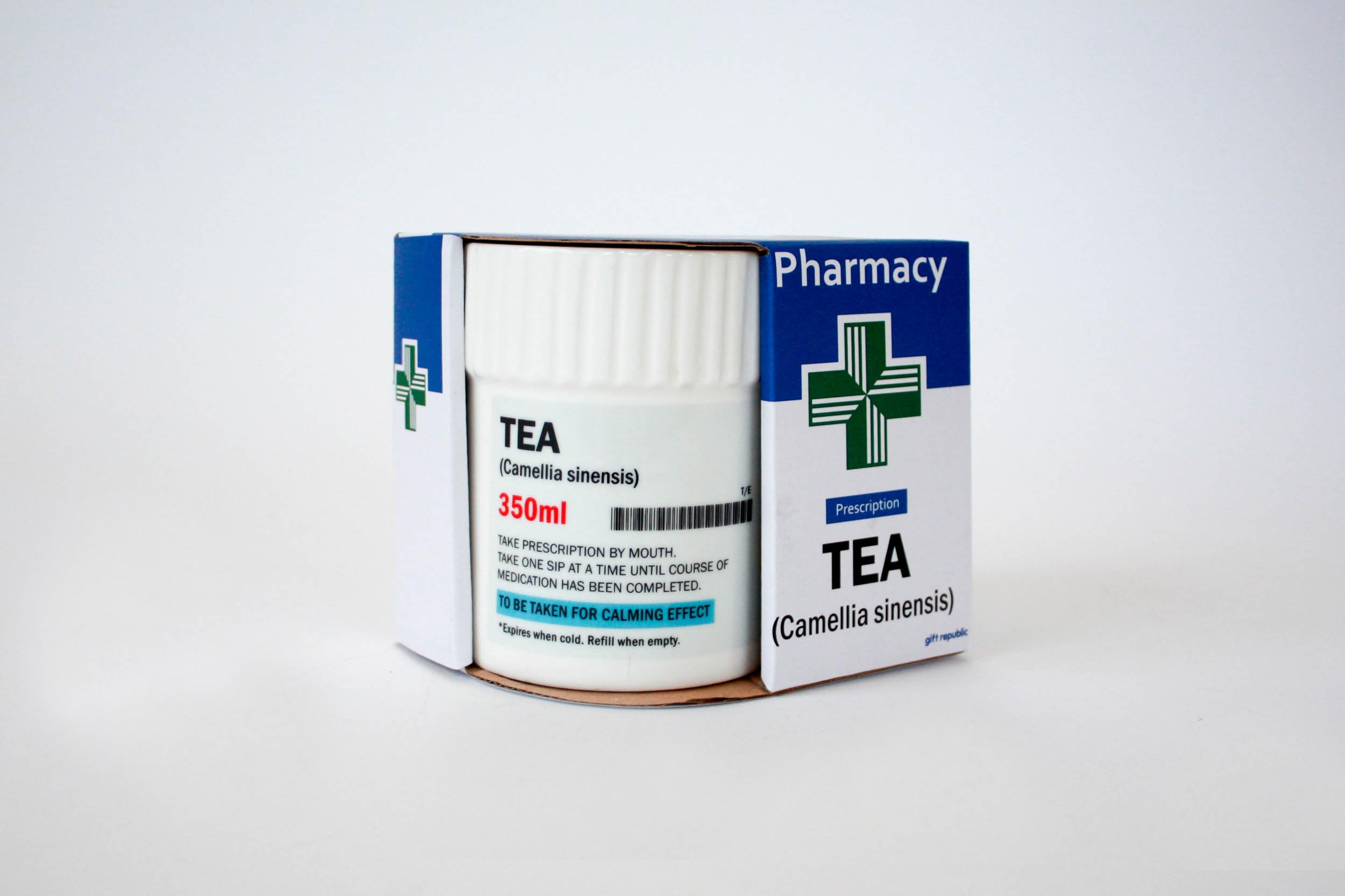 Gift RepublicGR330037 "Tea" Pill Pot Mug, White and Black, 350 ml