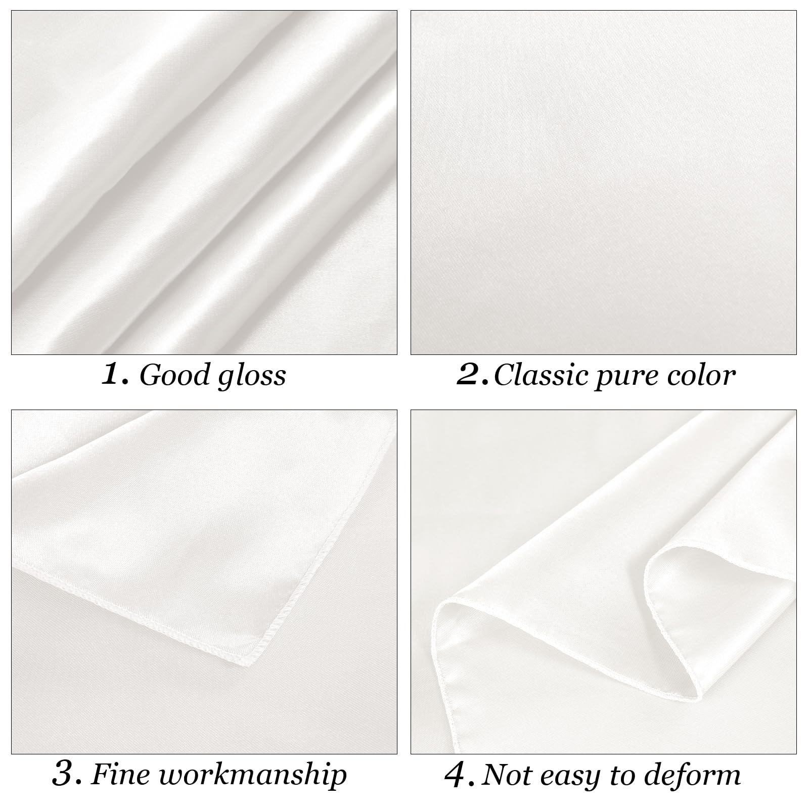 Ruisita Satin-Party-Tischdecke, 147 x 270 cm, Hochzeit, rechteckig, helle Seide, Tischdecke, glatter Stoff, Weiß