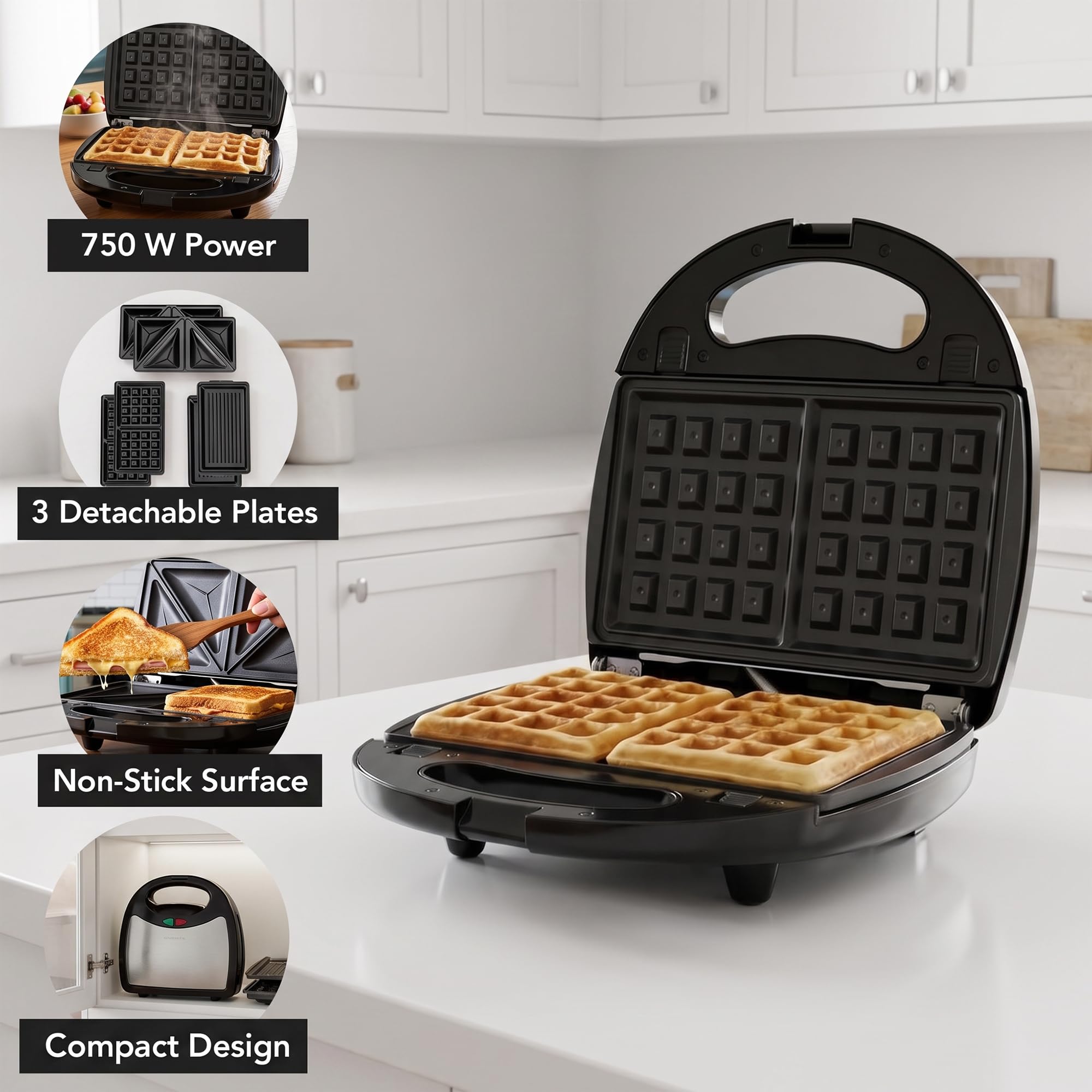 OVENTE 3-in-1 Sandwich Maker - Waffle & Grill -2