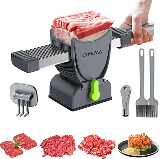 Fresh Meat Slicer,Thickness Adjustable 2 or 4 mm Manual Meat Cutter,Cleaver Kitchen Knife, Jerky Slicer Suit for Chicken Breast Beef Pork