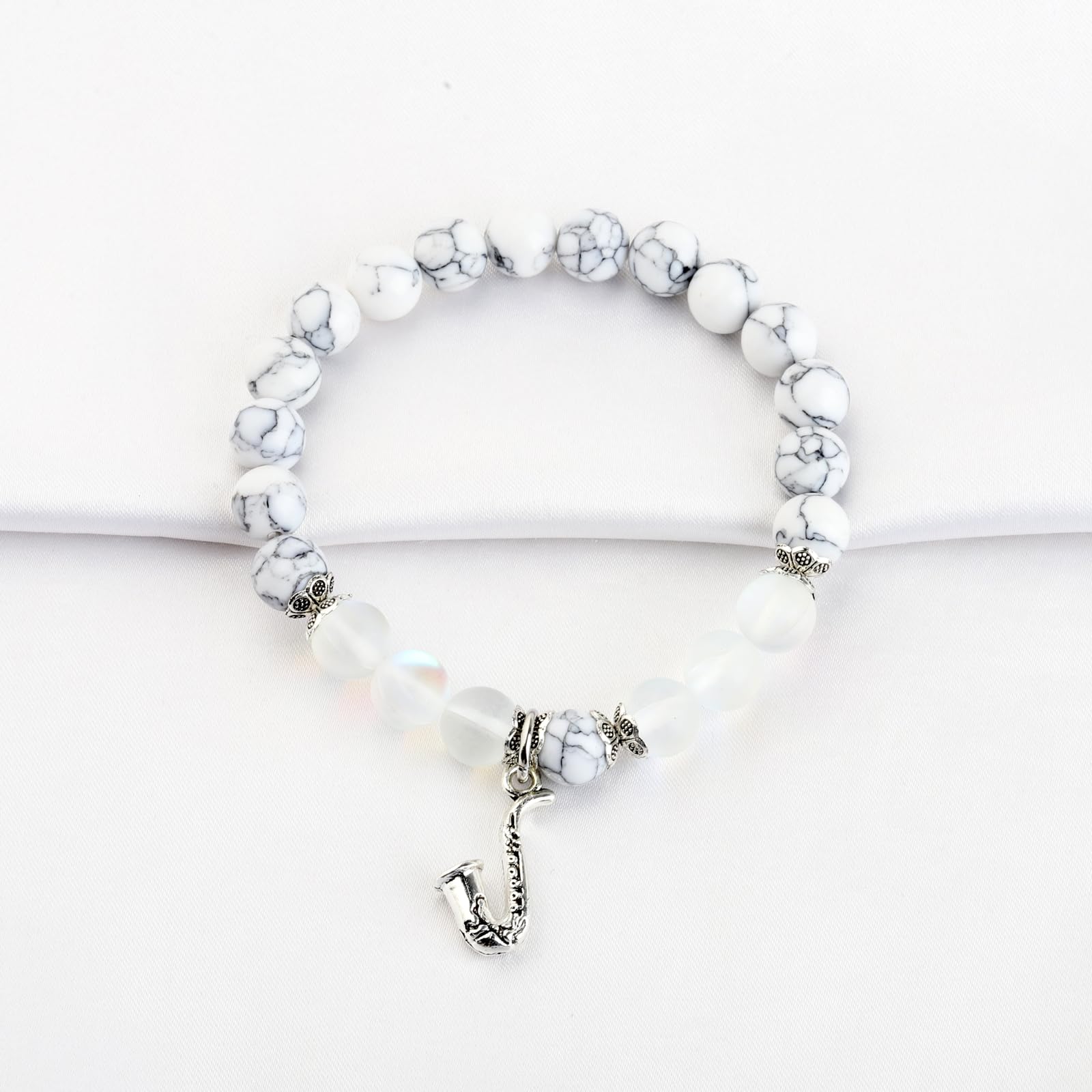 FUSTMW Saxophone Pendant Bracelet Saxophone Lover Gifts Alto Sax Bracelet Musical Instrument Jewelry Graduation Gift Music Student (saxophone br)