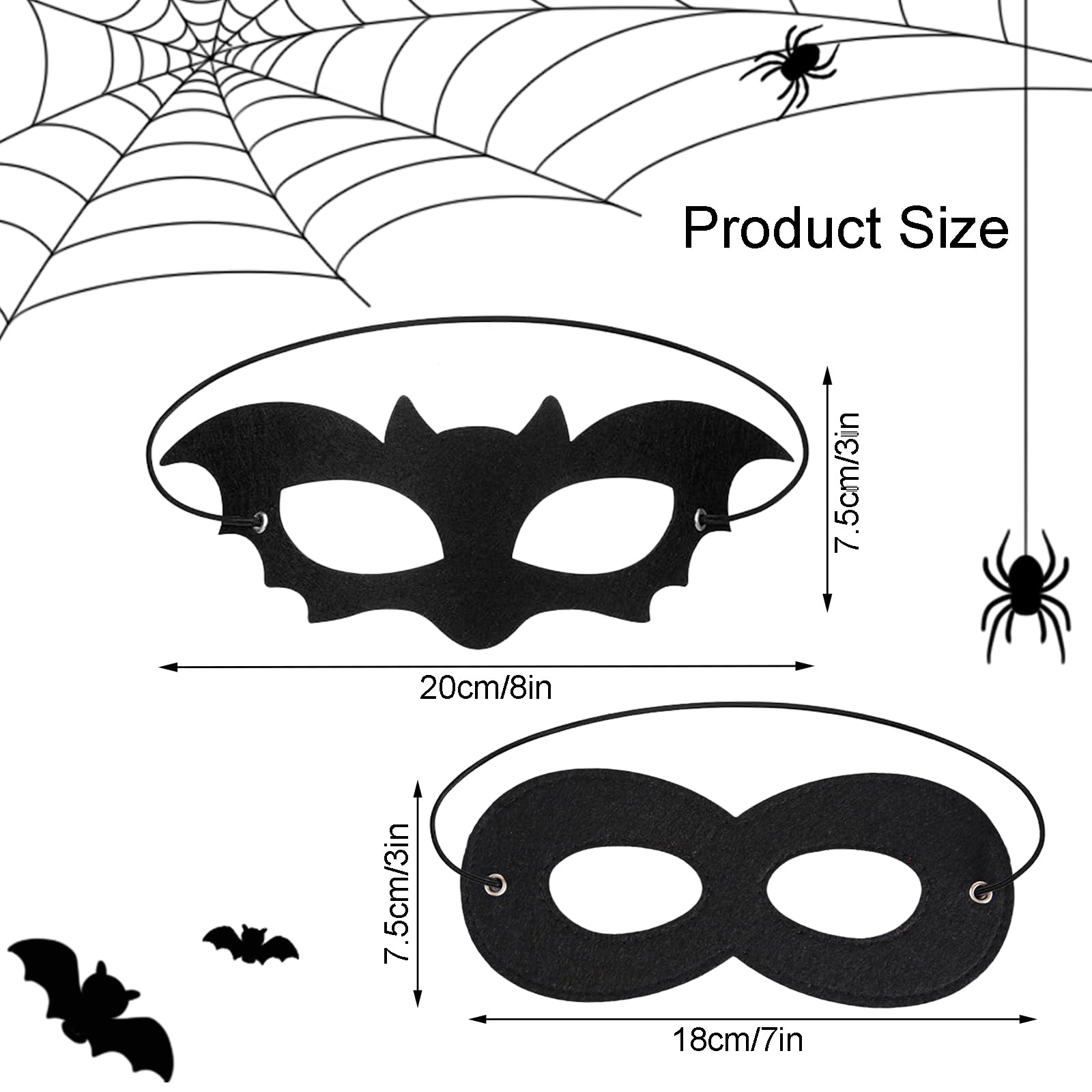 Lufdegim Pack of 2 Bat Eye Masks Vampire Mask Halloween Masquerade Black Eye Mask Vampire Bat Accessories Men Women Masquerade Carnival Party Masks - Image 2