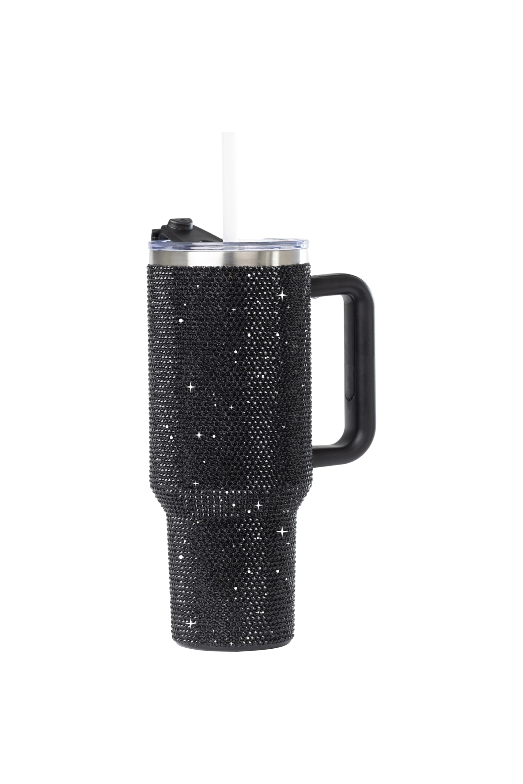 Grenada 40oz Rhinestone-Encrusted Insulated Tumbler - Premium Bling Stainless Steel Water Bottle with Handle, Double Wall Vacuum Technology, Includes Leakproof Lid and Straw