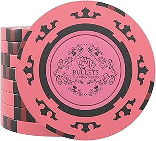Bullets Playing Cards, Corrado, Fichas de póquer, 25 Unidades, 14 g, 4 cm de diámetro, Color Rosa