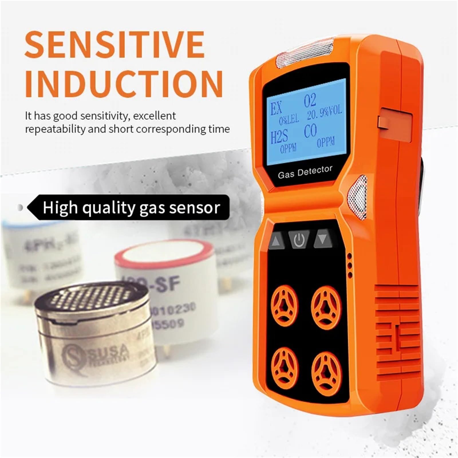 Monitor de co2, Detector de Gases múltiples, medidor Gas, O2, H2S, CO, LEL, 4 en 1, Detector Fugas Combustible, oxíno, sulfuro hidróno y monóxido Carbono para el hogar