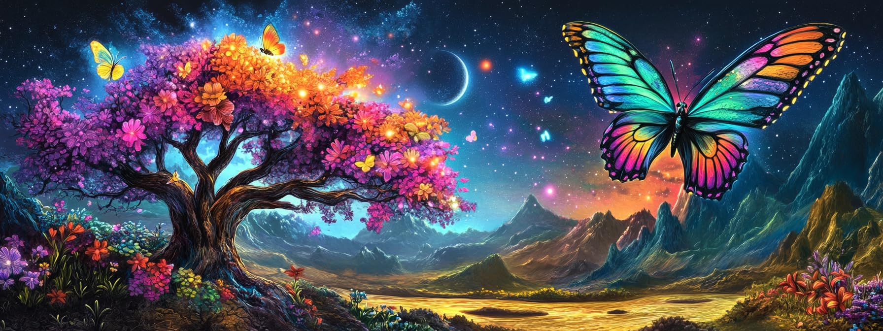 Bimkole Large Diamond Art Kits for Adults Tree, Full Drill 5D DIY Rhinestone Embroidery Set Paint with Diamonds Art Butterfly by Number Kits Cross Stitch Home Wall Craft Decoration 30x80 cm