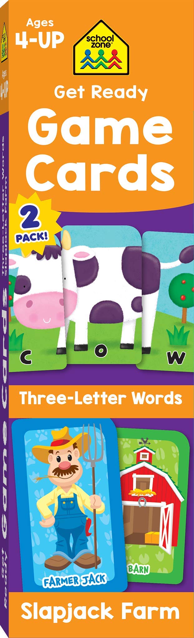 School Zone - Get Ready Game Cards Three-Letter Words & Slapjack Farm 2 Pack - Ages 4 and Up, Spelling, Vocabulary, Word-Picture Association, Matching, Problem-Solving, and More Cards – Big Book, 25 January 2019