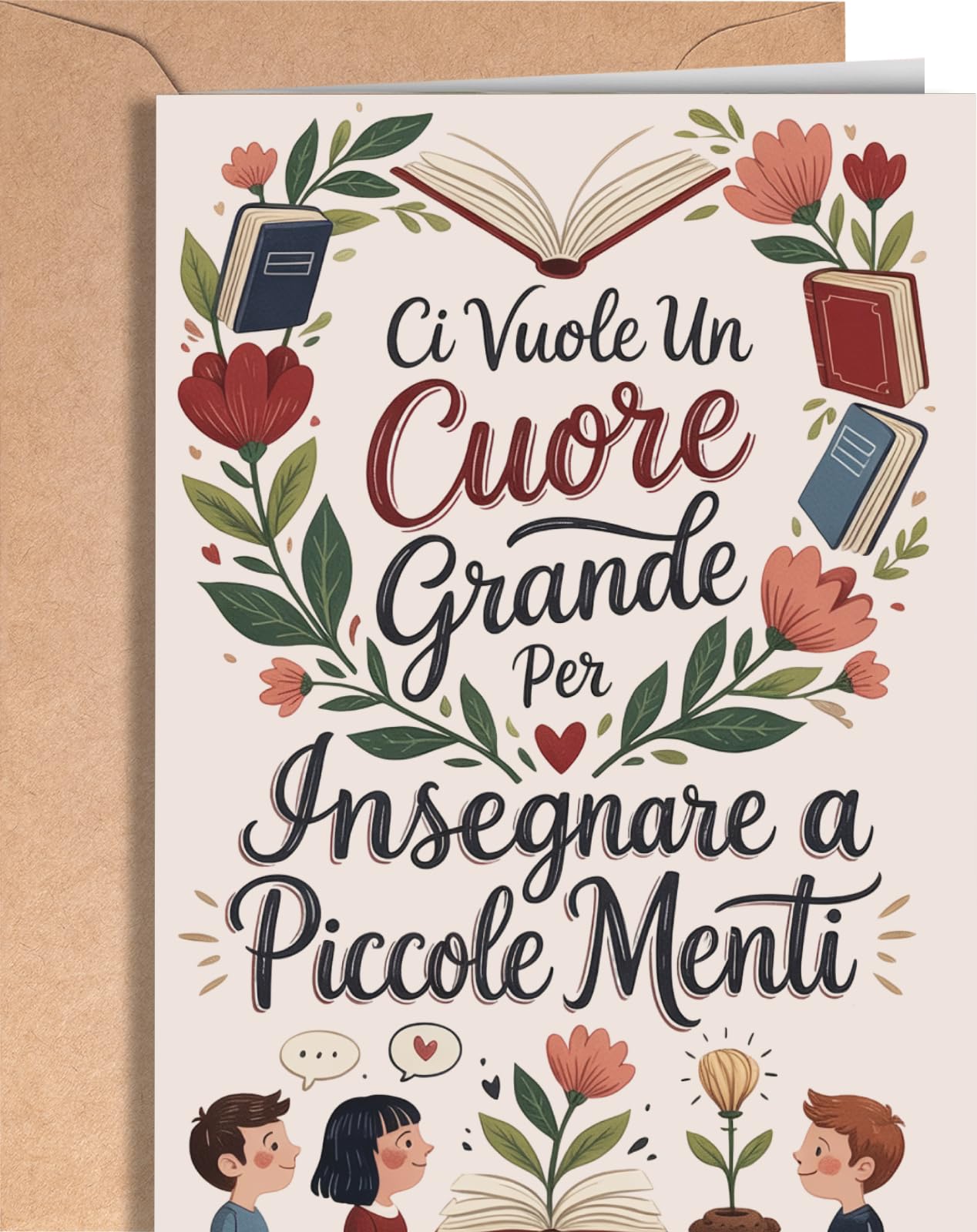 Biglietto di Ringraziamento per Insegnante – Grazie Maestro o Maestra – Regalo Originale Fine Anno Pensione