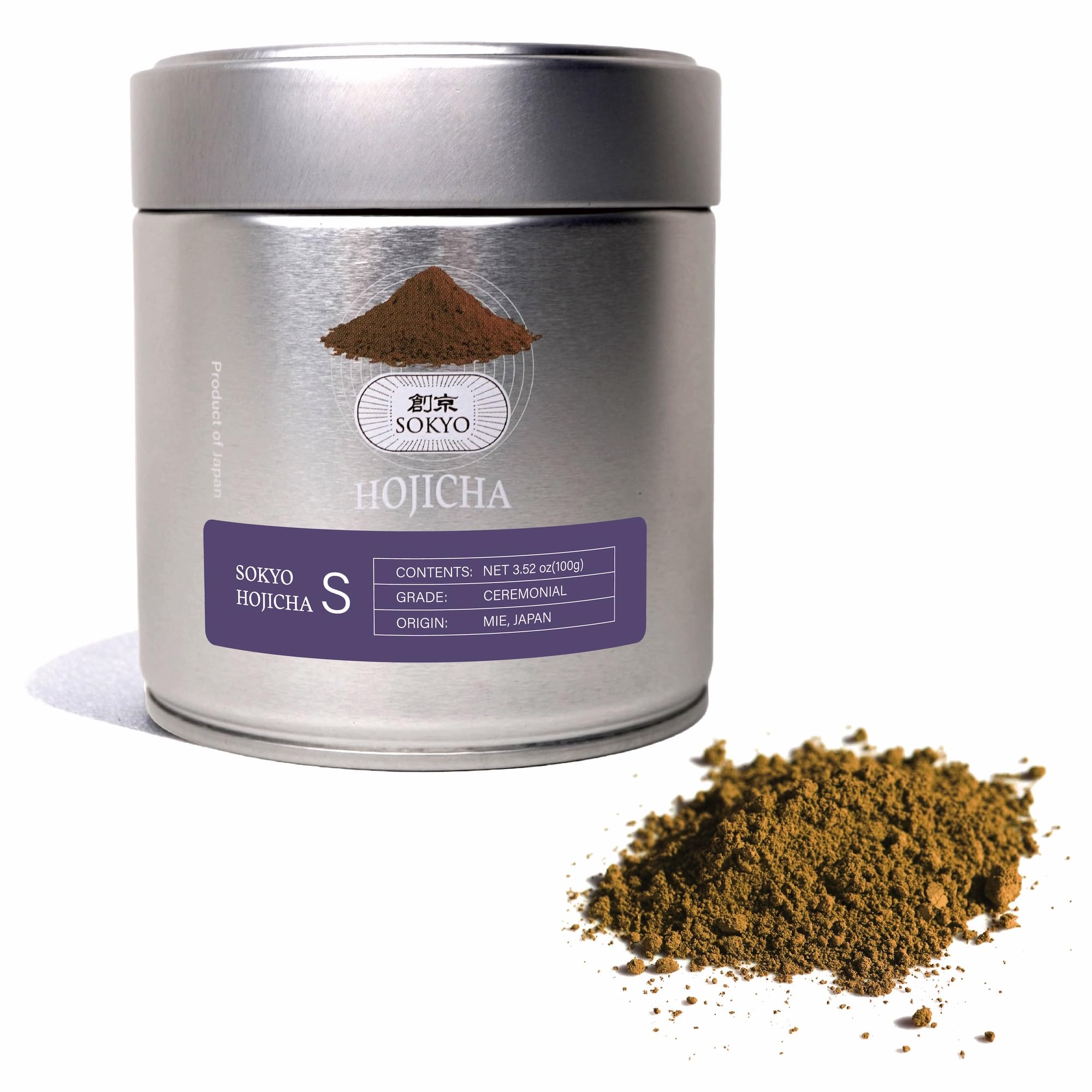 SOKYO ceremonial hojicha roasted powdered green tea Japanese (3.52oz / 100g, Ceremonial hojicha S) Ceremonial hojicha S 3.52 Ounce (Pack of 1)