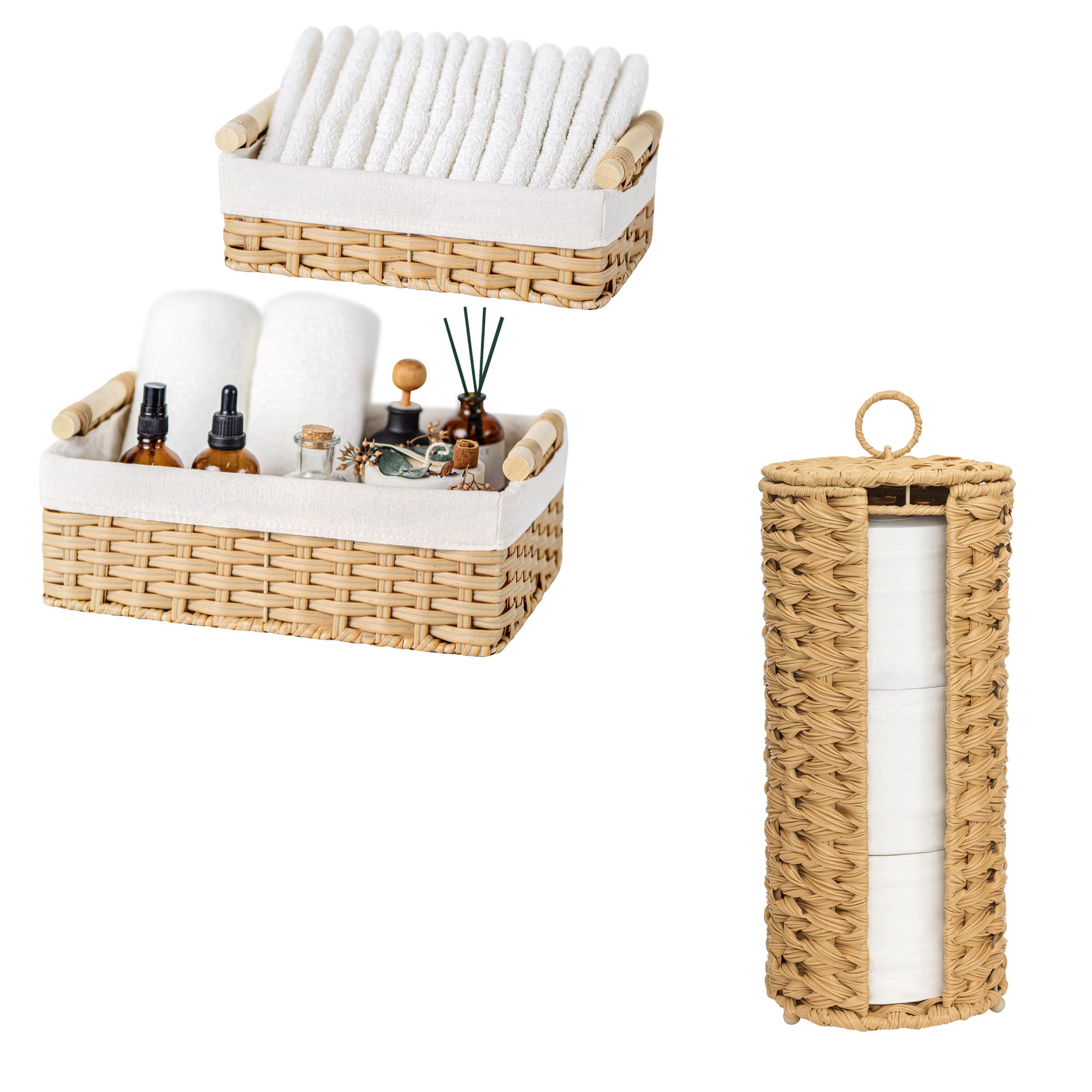 GRANNY SAYS Set di Cestini Bagno Portaoggetti e Porta Rotolo Carta Igienica da Terra