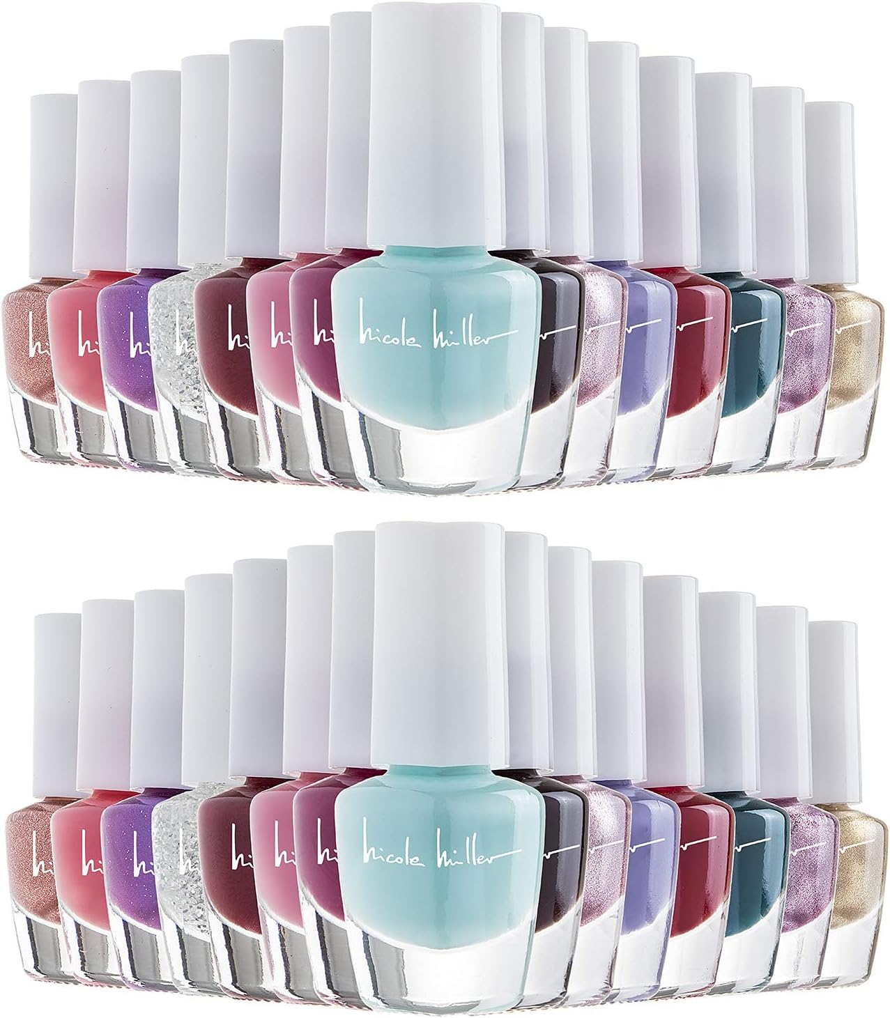 Nicole Miller Mini Nail Polish Set – Glossy, Vibrant Colors for Fingernails & Toenails, 2 Pack Trendy Collection