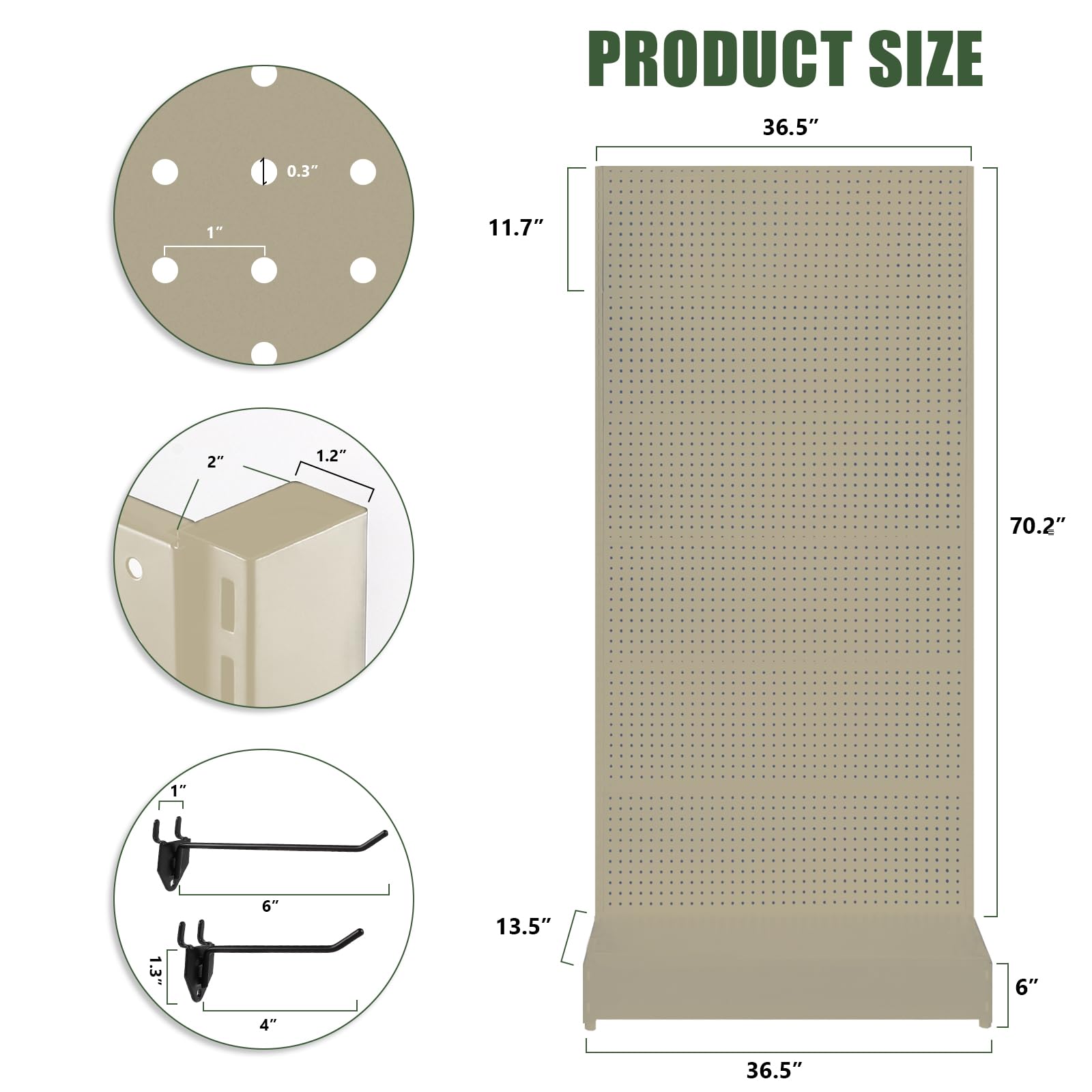 NectaCol Pegboard Display Stand, Gondola Retail Shelving Wall Display for Convenient Grocery Office Supply or Liquor Stores, Single Side Peg Board Panels, Cream