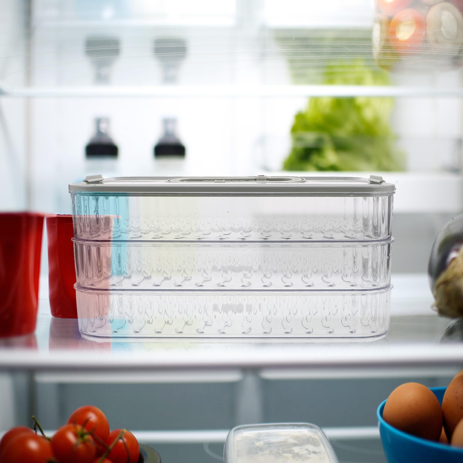 Contenedor de Tres Capas para Carne, Plástico, Desmontable, Refrigerador