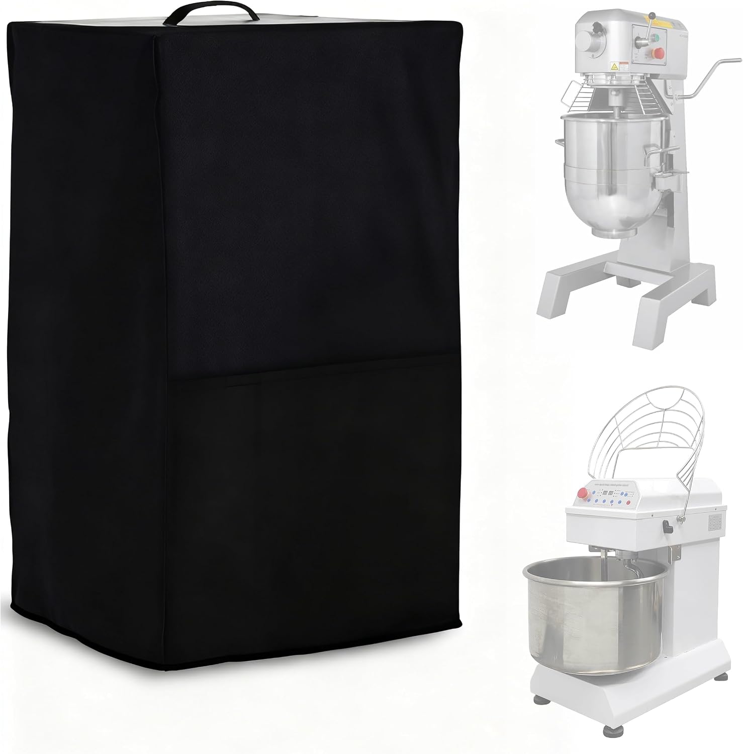 Commercial Mixer Cover for Large 40 Quart Mixers - Heavy Duty 600D Waterproof Dustproof Protection with Storage Pockets 30″ L x 30″ W x 53.5″ H