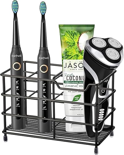 Urbanstrive Soporte para cepillo de dientes de baño de acero inoxidable 304 Soporte para pasta de dientes, organizador de accesorios de baño (negro,