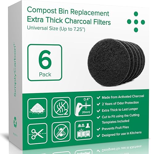 Miniatura 8 de Filtro natural biodegradable  Suministro de 2 años para contenedores de compost de cocina  Carbón activado de mayor duración  Tamaño universal para
