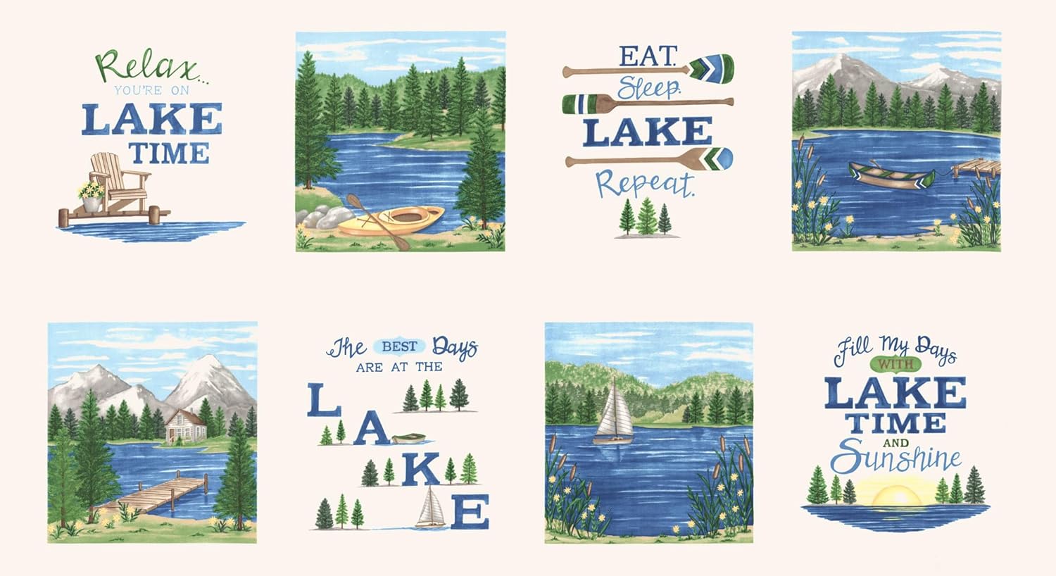 Deb Strain On Lake Time 26 Fat Quarters 1 Panel Moda Fabrics 56120AB