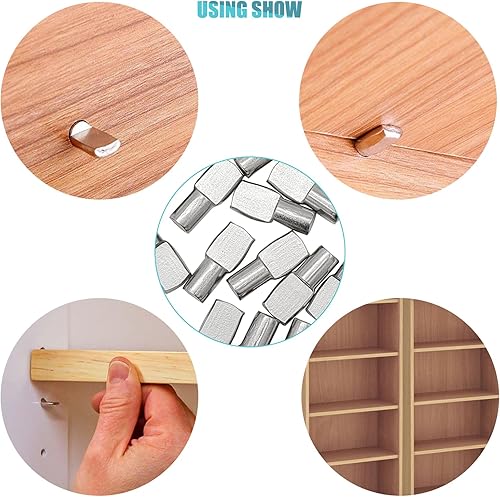 Miniatura 3 de 22 clavijas de estante de 14 pulgadas de diámetro, con forma de cuchara de níquel, chapadas en níquel, para estantes de gabinete, soportes de