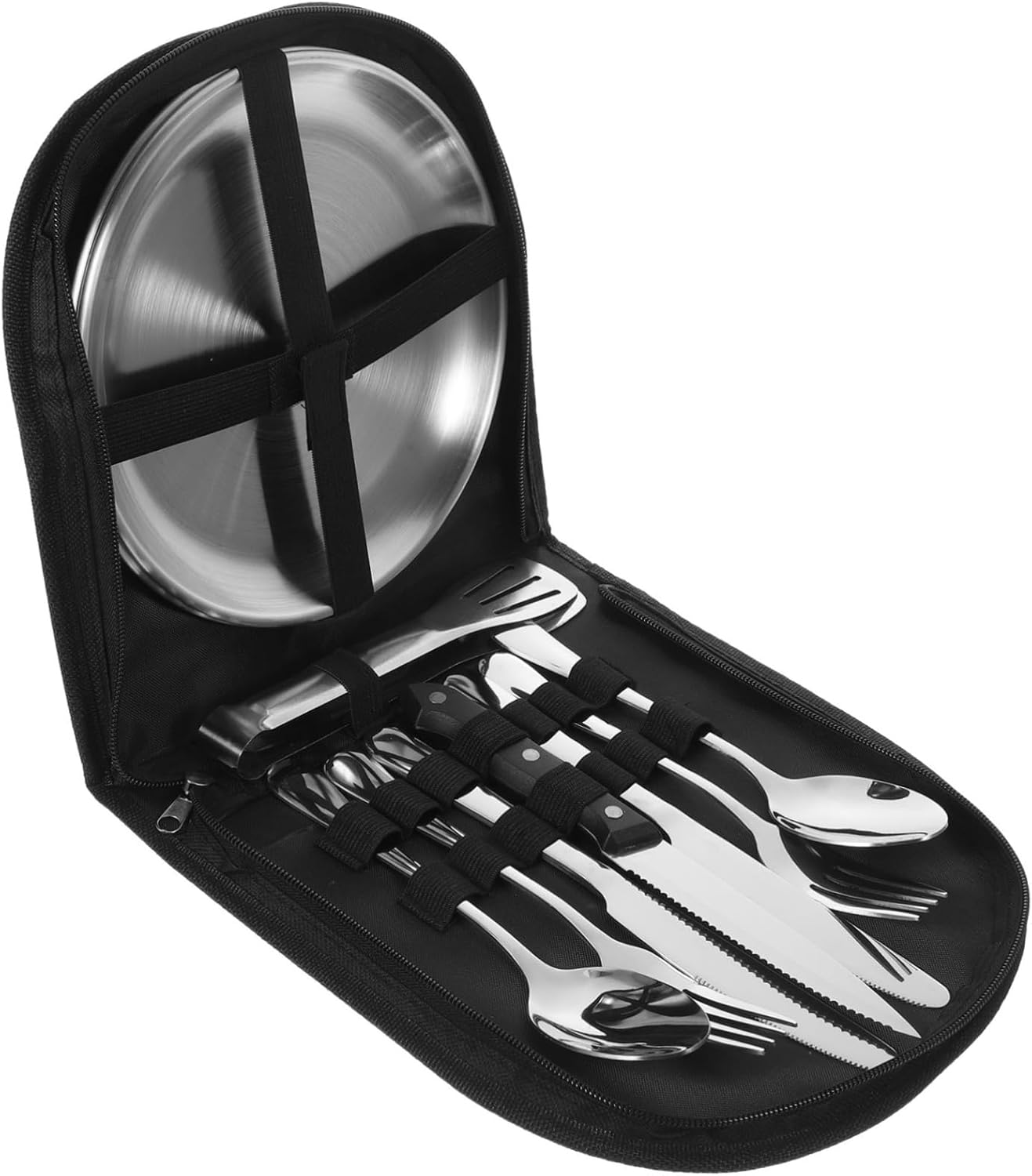 BESPORTBLE Camping Tableware Set Stainless Steel Portable Cutlery Kit with Travel Bag for Bbq Hiking Picnic and Outdoor Activities