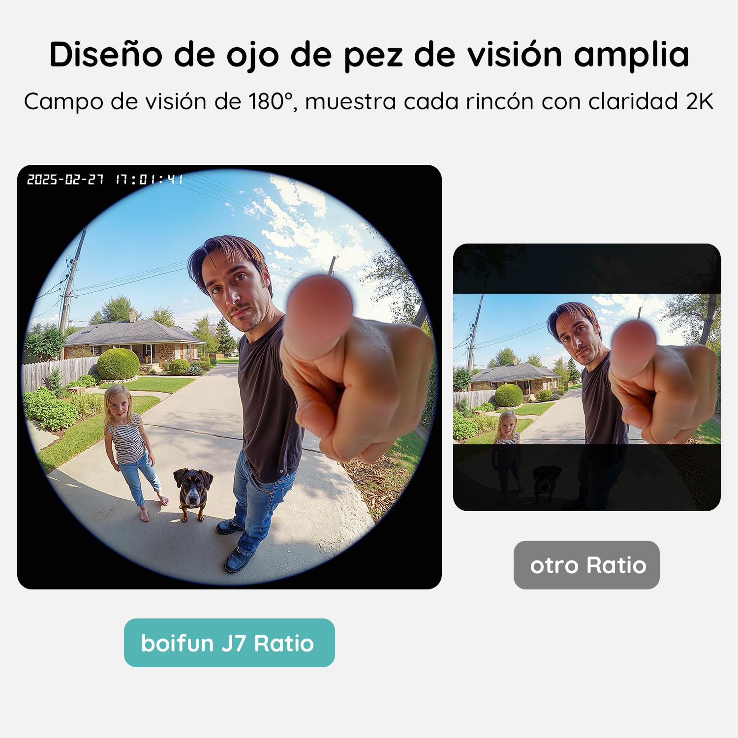 BOIFUN 2K Timbre inalámbrico Exterior Impermeable, Visión 180° sin Puntos Ciegos, Instalación Sencilla, Detección Humana PIR, Visión Nocturna, en Tarjeta SD/Nube, Alerta, IP65, Solo Wi-Fi 2,4 GHz