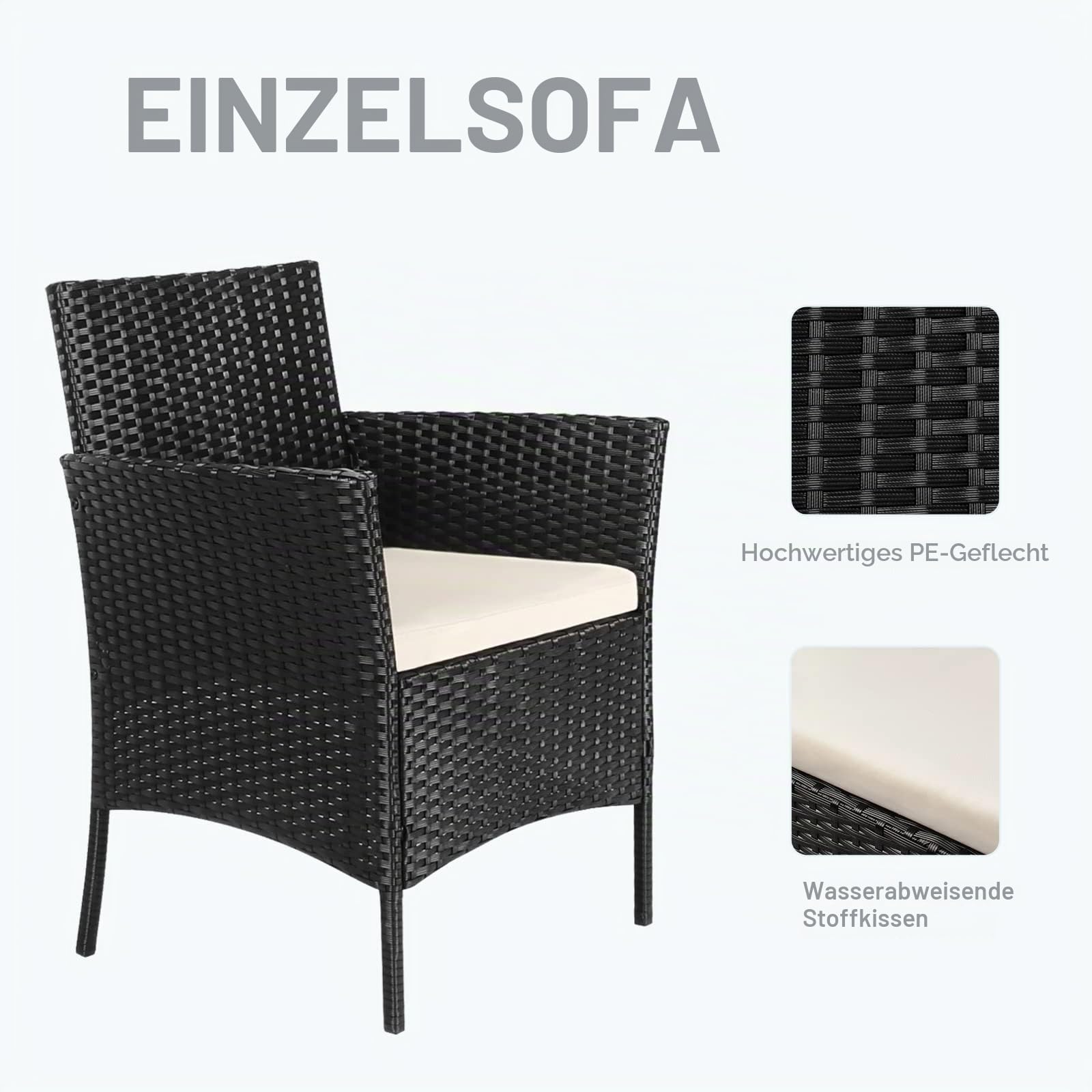 bigzzia Gartenmöbel Set Rattan, Lounge Gartenmöbel Set Polyrattan Balkonmöbel Kleiner Balkon Wetterfest Sitzlounge Für 4-5 Personen