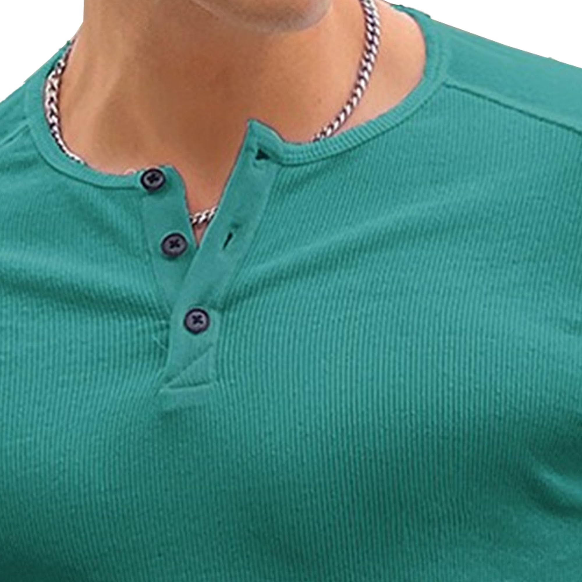 Mens Muscle Slim Henley Shirts Casual Fit Athletic T-Shirts Classic Soft Short Sleeve Shirt for Men (Green,XX-Large)