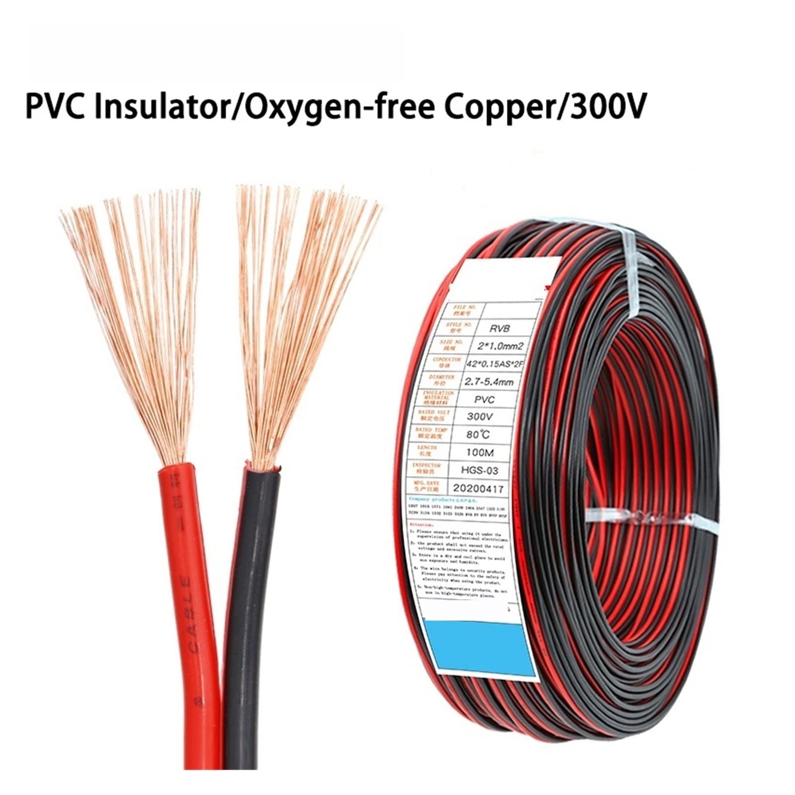 10M Rojo Negro 2 Pines Cable eléctrico 22 20 18 16 14 12 AWG PVC Aislado Cobre Desnudo UL2468 líneas de alimentación Cables LED Leisurely (Size : 10M, Color : 18AWG)