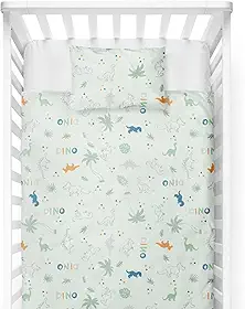 Kit Jogo de Berço 3 Peças 100% Algodão Tamanho Americano Lençol com Elástico 70x130x12cm + Lençol Superior 150x90cm + Fronha 40x28cm