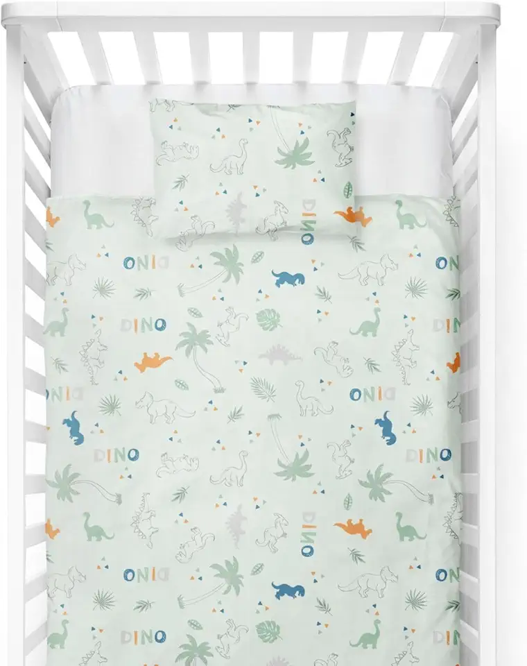 Kit Jogo de Berço 3 Peças 100% Algodão Tamanho Americano Lençol com Elástico 70x130x12cm + Lençol Superior 150x90cm + Fronha 40x28cm
