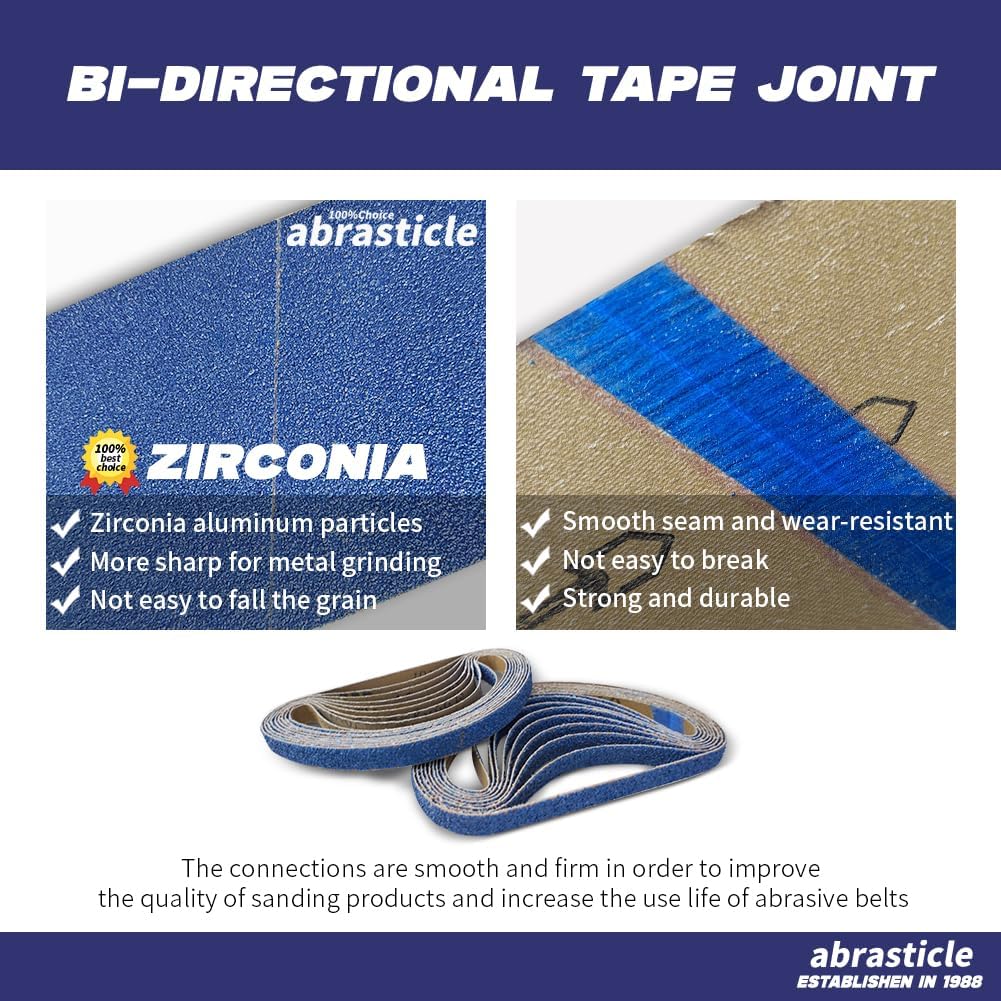 1/2" x 18" Zirconia Sanding Belts for Metal - 1/2 x 18 Inch Zirconia Metal Grinding Sand Paper, 36 PCS 40 Grits, Perfect for Knife Blade Sharpening, Metal Polishing, Derusting, Woodworking